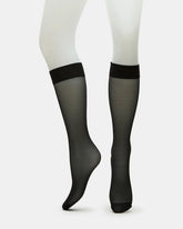 3 PACK SHEER KNEE HIGH SOCKS MESH BLACK