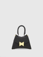 Angular Mini Leather Handbag With Gold Hardware