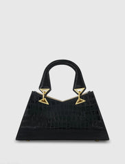 Crocodile Leather Handbag With Gold Hardware