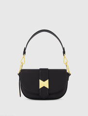 Grain Leather Saddle Bag With Gold Hardware - FINAL SALE