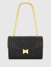 Black Quilted Napa Leather Handbag With Gold Hardware