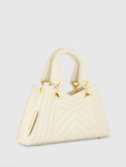 White Quilted Napa Leather Angular Handbag