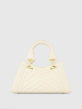White Quilted Napa Leather Angular Handbag