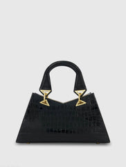 Crocodile Leather Handbag With Gold Hardware