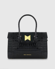 Crocodile Leather Tote Bag With Gold Hardware