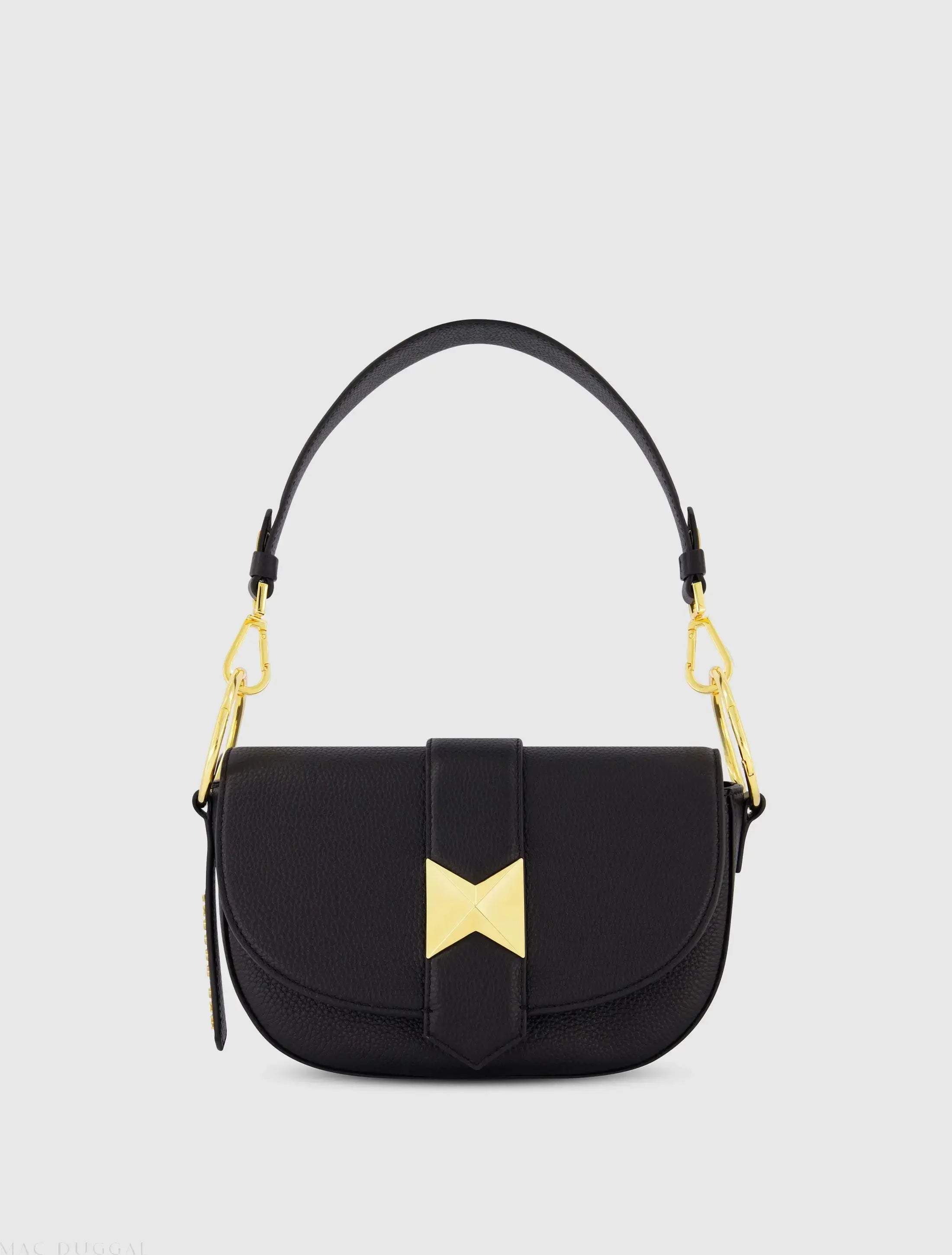 Grain Leather Saddle Bag With Gold Hardware - FINAL SALE